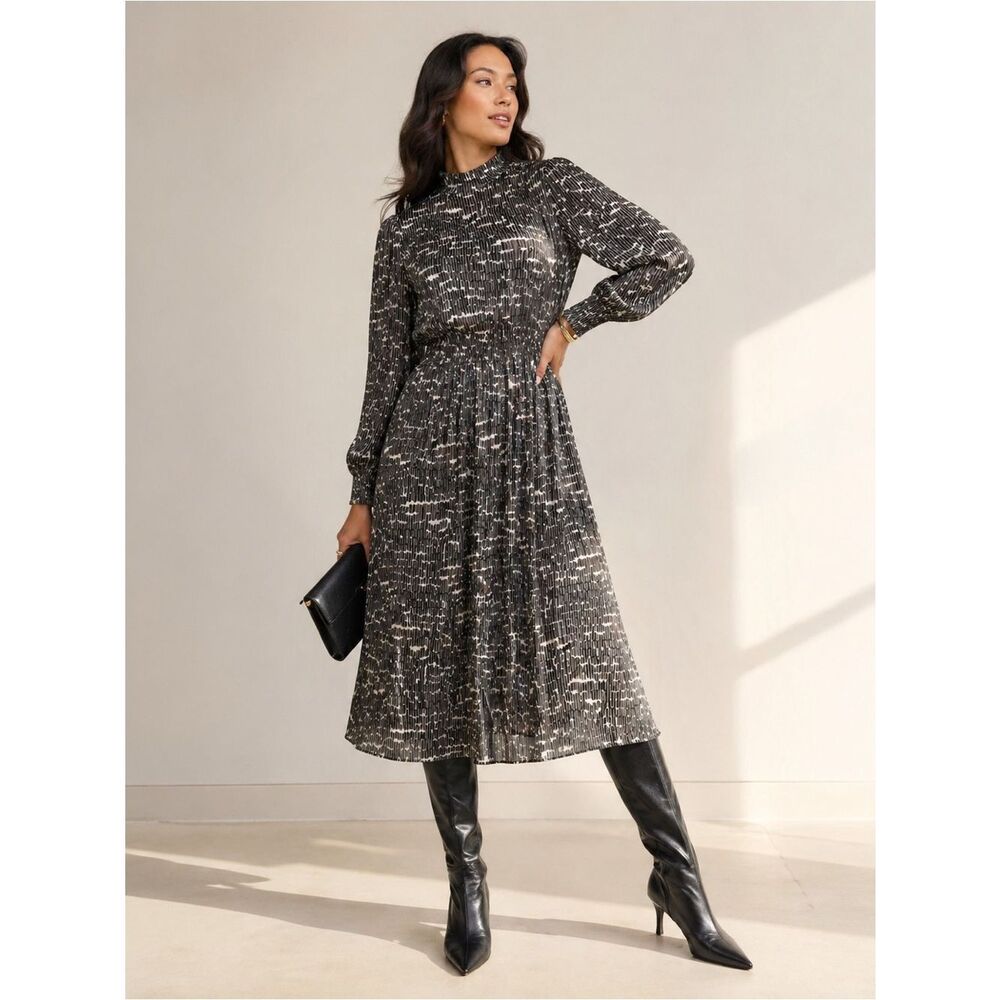Tyler Boe Geo Sticks Black and White Long Sleeve Dress